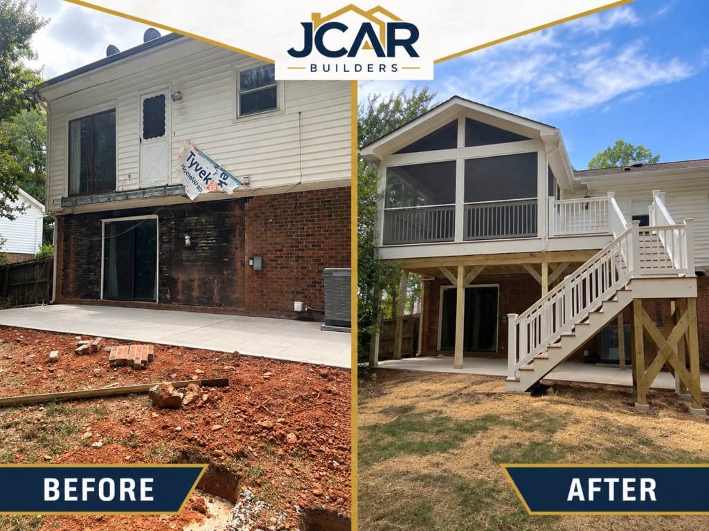 Before and after Raleigh NC home addition by JCAR Builders